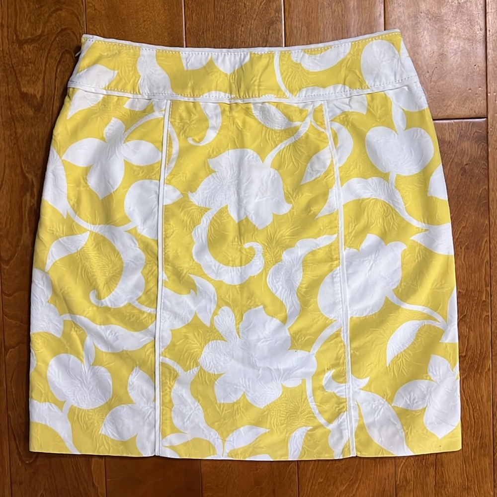 Ann Taylor Floral Mini Pencil Skirt Size 6 Yellow White Cottagecore Fairy Spring - Picture 9 of 12